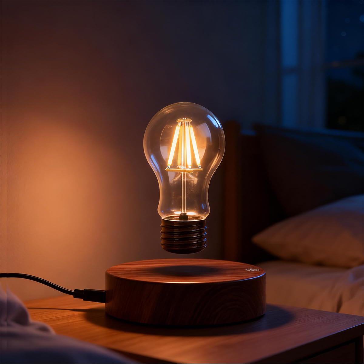 UVEHAS Lampa lewitująca, magnetyczna lampa LED, lampa na biurko, lampa lewitująca, obracająca się lampka nocna na kreatywne prezenty, do domu, biura, dekoracja stołu