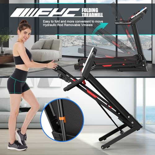 Image of FYC 3.0HP Foldable Treadmill for Home with Incline - Portable Treadmill with Handles, Bluetooth Speakers, and Dual Shock Absorption System - Ideal for Safe and Comfortable Running