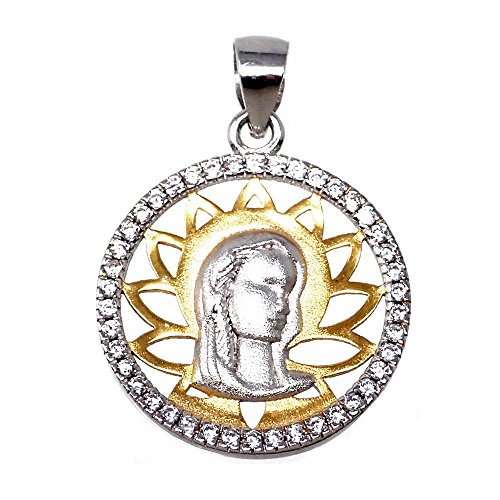 Colgante Virgen Niña plata 925m bicolor para lucir en su Comunión y diario