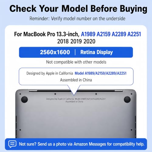 Image of Screen Replacement for MacBook Pro 13.3 inch A1989 A2159 A2289 A2251, 2018 2019 2020 LCD Display Screen Assembly, Silver