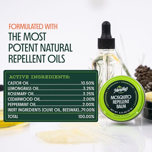 Image of Murphy's Naturals Mosquito Repellent Balm, Plant-Based, 2 oz (Pack of 1) | Formulated with cedarwood, lemongrass & rosemary oils; DEET-free*, repels mosquitoes up to 2 hrs & ticks 1 hr; travel-size