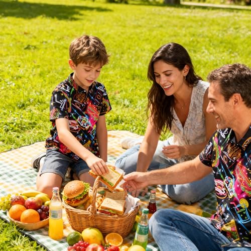 Image of uideazone Size 13 Size 14 Big Boys Funky Hawaiian Shirts 3D Neon Shirts Button Down Aloha Shirts Short Sleeve Unqiue Blouse Beach Style Summer Wear Tops 13-14 Years