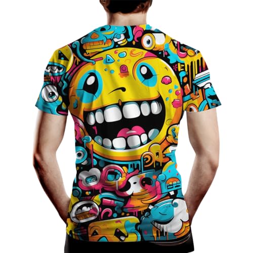 Funny Graffiti Graphic Tee Tops Cartoon Graffiti Print T Shirt for Mens Womens2