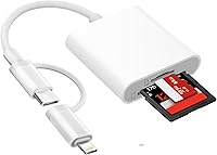Vista 8 de Lector de Tarjetas SD Denlane para iPhone iPad Mac, Lector de Tarjetas de Memoria con Interfaz Dual USB C y Lightning, Adaptador de Cámara Digital a