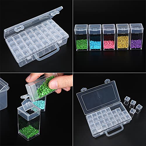 Image of 32 Grids Bead Organizer Box, Diamond Painting Drill Storage Containers, Embroidery Beads Storage Box with Label