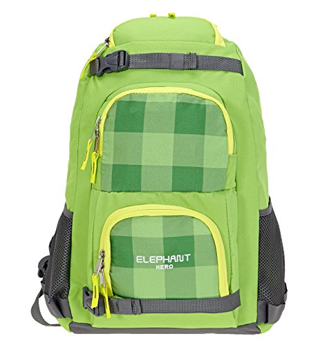 Preisvergleich Produktbild ELEPHANT HERO 2 GEAR Rucksack Schulrucksack + Regencover 12366 (Green Plaid)