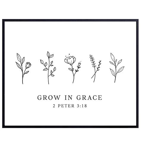 Bible Verse Farmhouse Wall Art - Botanical Wall Decor Christian Gifts for Women - Religious Bible Verses Scripture Wall Decor - Psalm, Prayer,