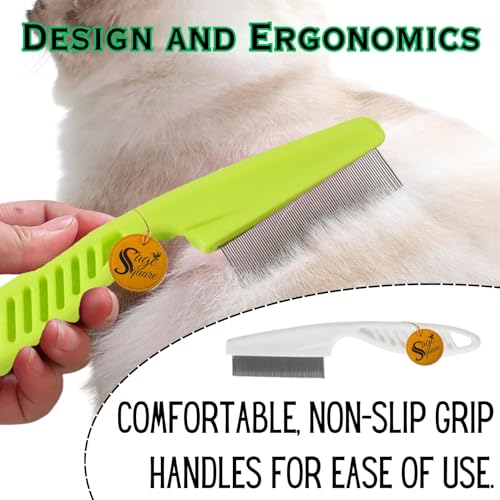 Image of Sage Square Pet Comb Thin Pin - Professional Grooming Tool for Dogs and Cats, Detangle, Smooth and Beautify Your Pet's Fur, Versatile, Ergonomic handle comfort, Effective knot removal