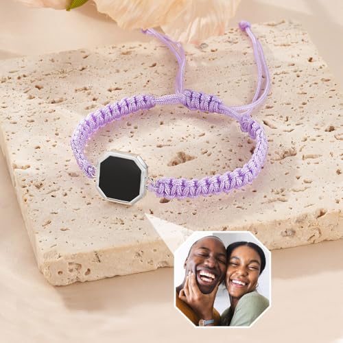 Custom Heat Activated Photo Magic Bracelet Personalized Engraved on Back Hidden Image Magic Heat Bracelets Color Changing with Temperature Picture Reveal Bracelet for Women Men Mom Couple Gifts4