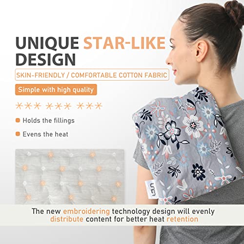 Image of UNCN Wide Microwave Heating pad with Washable Cover 9*15 inch Microwavable Hot Pad for Neck Shoulder, Cramps, Back Pain Relief, Cordless Warm Compress Weighted Moist Heat Pack for Aches, Unscented