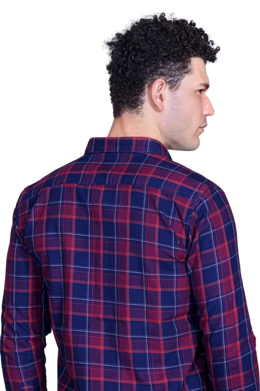 Image of SANE ORIGINALS Ingdigo Washed Checks Pure Cotton Shirt for Men
