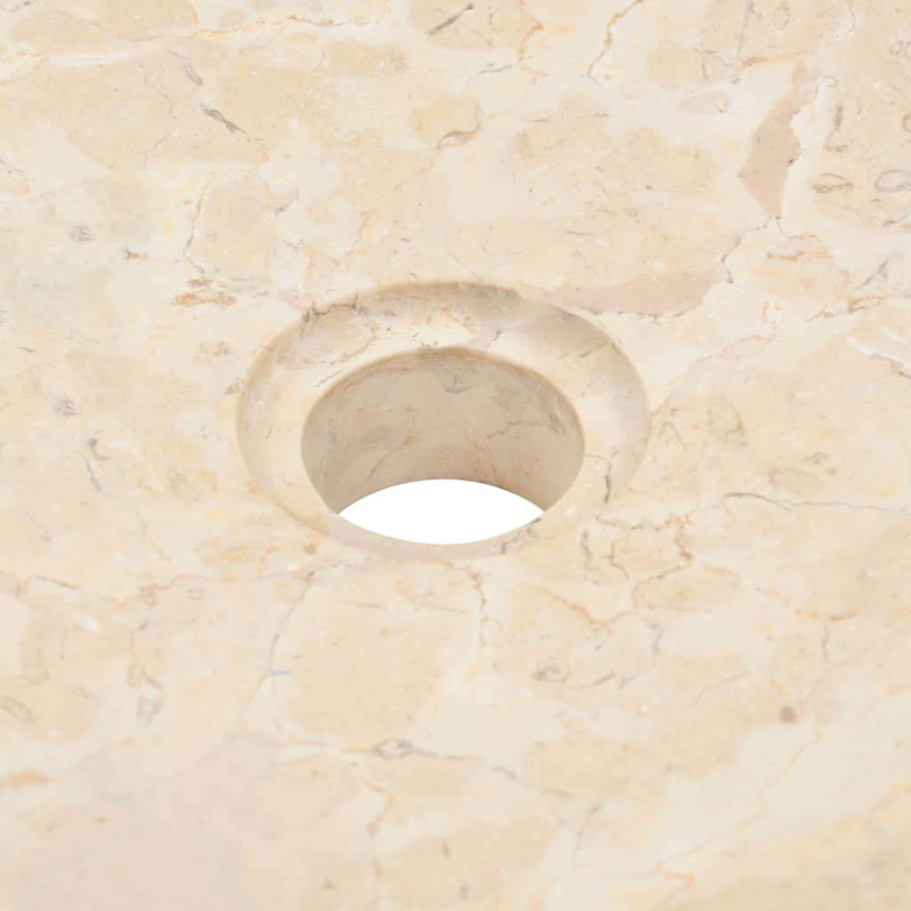 Festnight Lavabo Salle de Bain a Poser Vasque à Poser de Salle de Bain Évier en Marbre 40 x 12 cm Crème