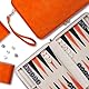 Backgammon-Sets für Erwachsene, klassisches Brettspiel mit faltbarem Leder-Backgammonetui, tragbares Reise-Backgammon-Set, inklusive 30 künstlichen Horn-Checkern (Orange)