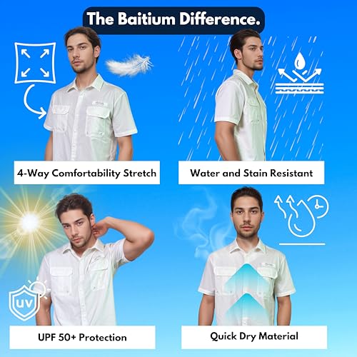 Men's UV UPF 50+ Sun Protection Short Sleeve Shirt, Fishing Shirts for Men, Poncho Shirts for Men, Button Up Shirts for Men3
