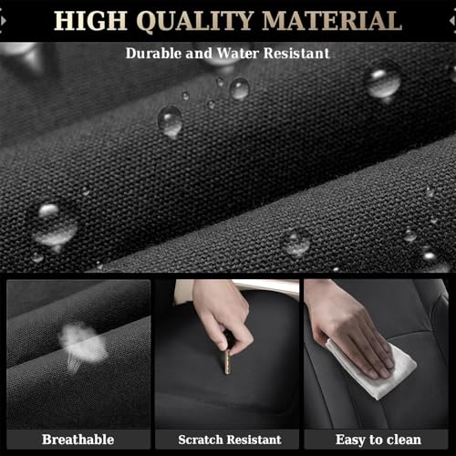 Image of Coverado Chevy Silverado Front Seat Covers, Oxford Seat Covers Fit for Chevy Silverado GMC Sierra 2007-2026 1500, 2015-2026 2500HD 3500HD Crew Double Extended Cab(Front, Black)