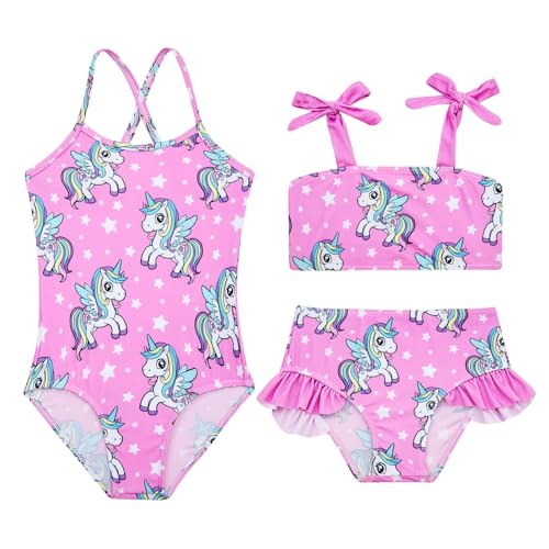 Image of Girls Swimsuit One-piece Bikini Set Two Sets Matching Bathing Suits 2-6T Adjustable Strap Summer Beach