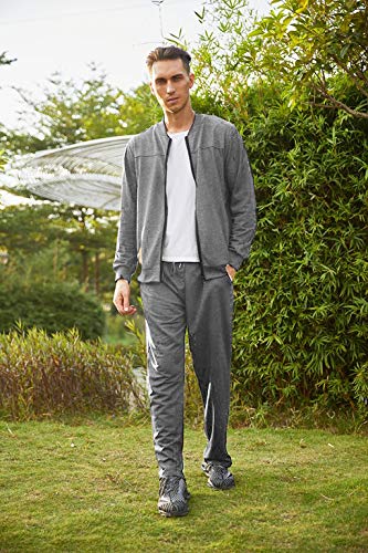 Coofandy Men's 2 Piece Track Suit Set Jogging Sweatsuit Workout Zip Suit #TOP2
