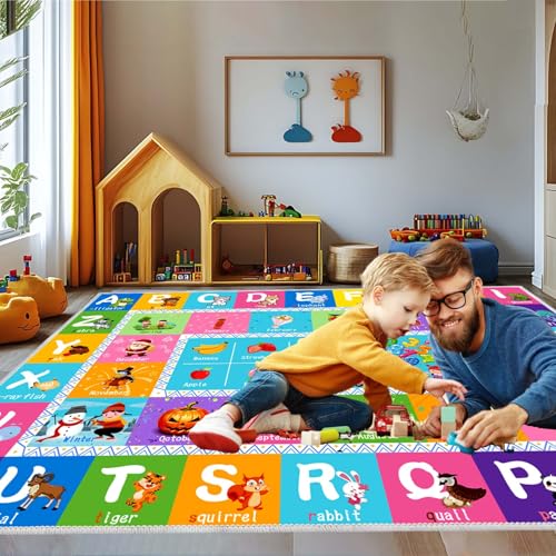 YSYTLCL Tapete de alfabeto ABC infantil tapete de animal para quarto de crianças, sala de jogos, sal