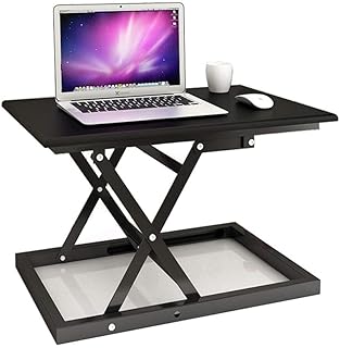 Elevating Desk Desktop Desk Gas Spring Riser Standing Stand Desk Converter Height Adjustable Sit Color: Black, Size: One Size