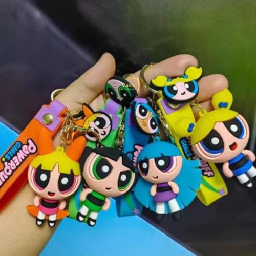 Image of MALKIN 4 Pc Power Puff Girls Keychain | 90's Kids Gifts | Cute Keychains for Girls and Women