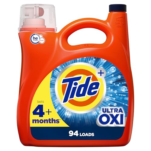 Tide Ultra Oxi Liquid Laundry Detergent HE Compatible, 94 Loads, 132 fl oz (Packaging May Vary)