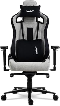 boulies Elite Gaming Chair, Ergonomic Computer Chair with 4D Armrests, Adjustable Reclining Office Chair with Head Pillow and Lumbar Support Ash Grey, Standard
