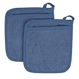 Ritz Terry Pocket Mitt & Hot Pad: Unparalleled Heat Resistant, Durable 100% Cotton – Ergonomically Designed for Optimal Grip – Easy-Care Machine Washable, Perfect for Your Kitchen – Federal Blue, 2-Pk