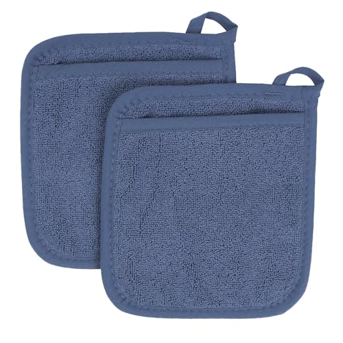 Ritz Terry Pocket Mitt & Hot Pad: Unparalleled Heat Resistant, Durable 100% Cotton – Ergonomically Designed for Optimal Grip – Easy-Care Machine Washable, Perfect for Your Kitchen – Federal Blue, 2-Pk