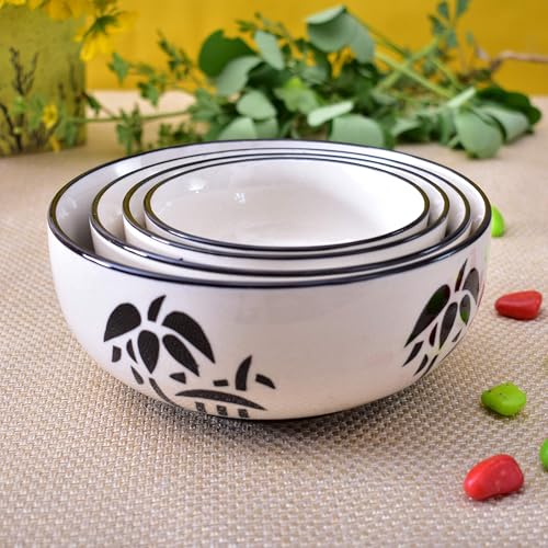 Image of Ceramic Mixing Bowl Set - 4 Pieces (1500ml, 800ml, 600ml, 400ml), Coconut White - Durable, Microwave & Dishwasher Safe - Ideal for Mixing, Serving & Storage