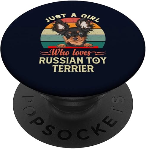 Just A Girl Who Loves Russian Toy Terrier Dog Retro Vintage PopSockets intercambiables PopGrip