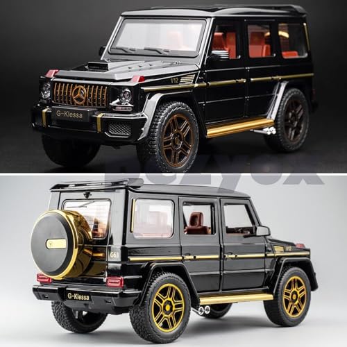 Image of Alloy Metal Car 1:24 AMG G63 G-Klessa Diecast Pullback Toy car with Openable Doors & Light, Music Boys Gifts Toys for Kids (Black)