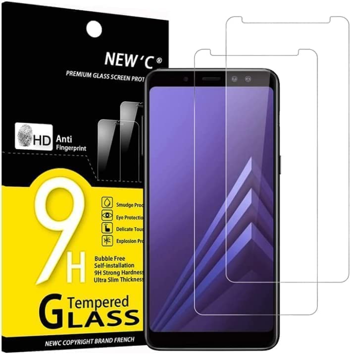 NEW'C Lot de 2, Verre Trempé pour Samsung Galaxy A8 (2018) Film Protection écran sans Bulles d'air Ultra Résistant (0,33mm HD Ultra Transparent) Dureté 9H Glass