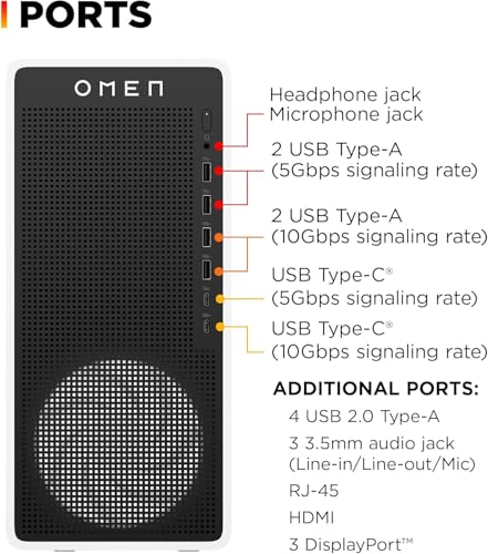 Image of HP OMEN 16L TG03 Gaming Desktop PC | Intel Ultra 7 265F Processor | NVIDIA GeForce RTX 5060 Ti | 16GB GDDR7 RAM | 1TB NVMe SSD | VR-Ready Performance Tower | Panda Metal Finish