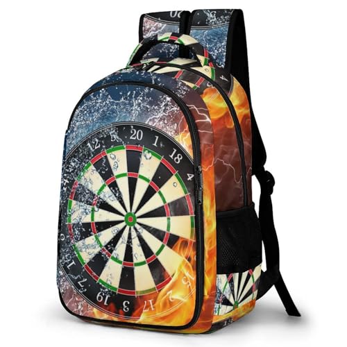 Dart Board Target Water Fire Laptop Backpack Multiple Compartments Travel Backpack Casual Shoulder Bag Fashion Computer Bag for Work Shopping