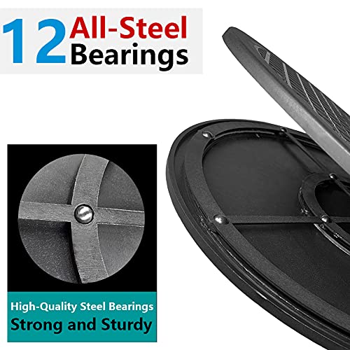 Image of Lazy Susan Turntable Organizer - 12 Inch Heavy Duty Rotating Swivel Stand with Steel Ball Bearings for Spice Cabinets, Flat Panel Monitor, TV, Painting, Display, Potted Plants (Black)