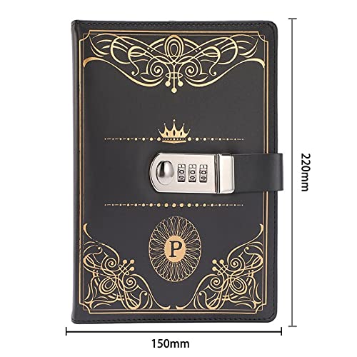 Bullet Journal Notebook de mot de passe A5 Retro avec cahiers de verrouillage Puce Journal de verrouillage cuir Voyageur Notepad School Papeterie Cadeaux Cahier De Note ( Color : B , Size : A5 )