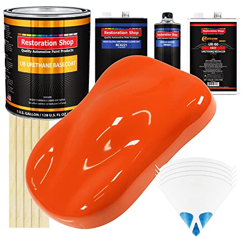 Restoration Shop - Hugger Orange Urethane Basecoat with Clearcoat Auto Paint - Complete Fast Gallon Paint Kit - Professional High Gloss Automotive, Car, Truck Refinish Coating