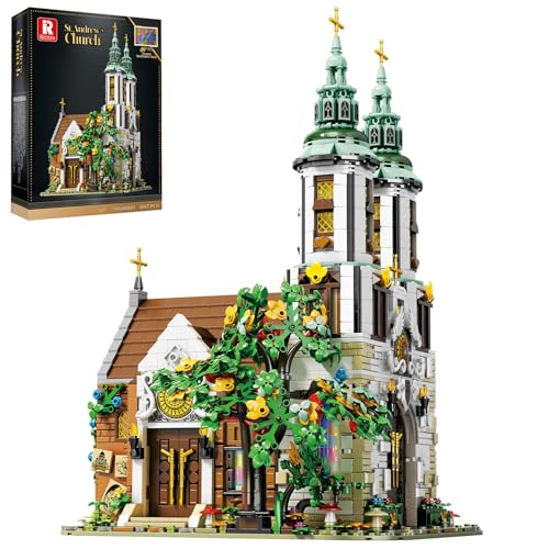 Reobrix St.Andrew's Church Architecture Building Kit with LED Lights,MOC Street Modular Collectible Display Kit,Construction Building Model Set,Home Office Decor,Idea Gift for Adults and Teen,3087 PCS