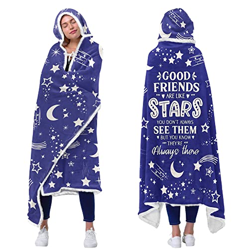Friends Stars Fleece Wearable Blanket Hoodie - Friendship Gifts for Women Friends - Gifts for Friends Female for Christmas, Best Friend Birthday Gifts, Valentines Day Gifts for Friends