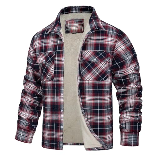 Veste d'hiver à carreaux pour homme avec doublure polaire chaude