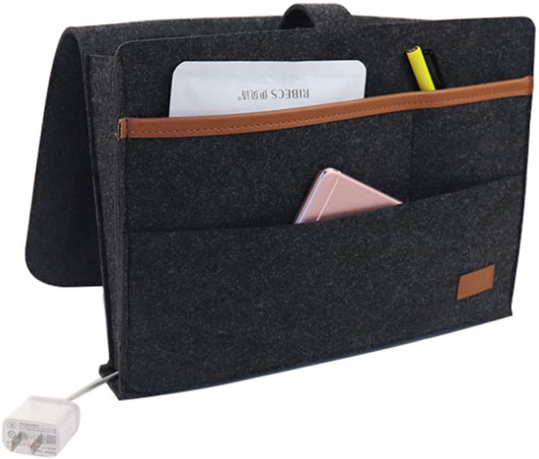 DAYONG Felt Bedside Caddy Hanging Storage Organizer Anti-Slip Sofa Book Organizer Remote Home Holder (Black)