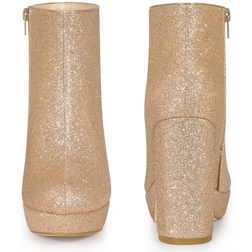 Perphy Glitter Platform Round Toe Chunky Heels Ankle Boots for Women2