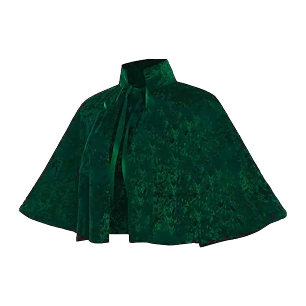 Baokuan Cape for Women, Gothic Lolita Medieval Shawl Cloak with Tie Strap, Halloween Soft Short Medieval Cowl Black Cloak for Pagan Cosplay