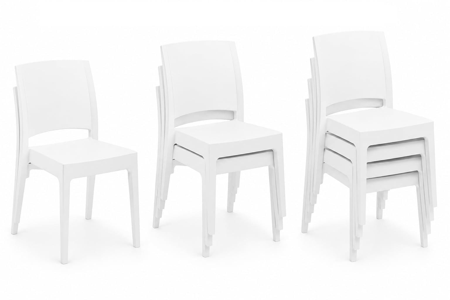 2 pack Areeta Flora Polypropylene Dining Chair – Modern Stackable Plastic Chair, Indoor & Outdoor Use, Lightweight Durable Seating for Kitchen, Garden, Café WHITE