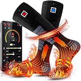 Heated Socks for Men Women 3000mAhBattery Rechargeable Washable with APP Control for Hunting Fishing Camping Hiking(Black,L)