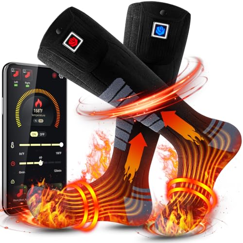 Heated Socks for Men and Women with APP Control - 9V 3000mAh Battery for Hunting, Fishing, and Camping