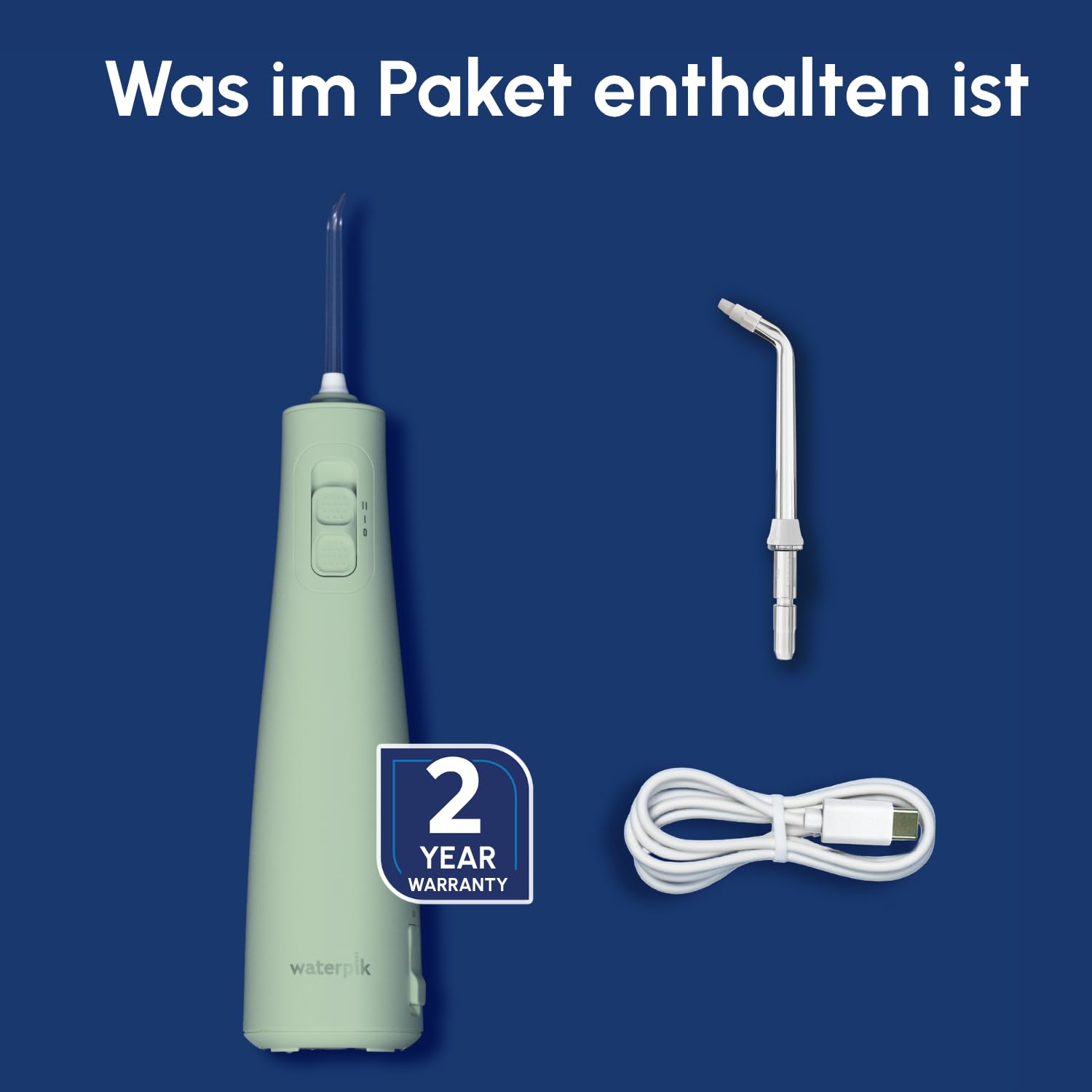 Waterpik Pulse Munddusche kabellos, Professionelle 99,9% Plaque Entfernung, 2 Intensitätsmodi, Zahnzwischenraumreiniger, 45 Sekunden Wassertankkapazität, 2x Aufsätze enthalten, mintgrün