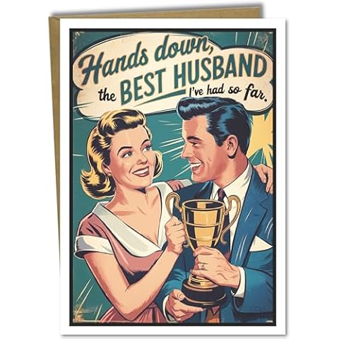 Katie Doodle - Funny Anniversary Card for Husband | Handmade in USA | Great Husband Birthday Card from Wife, Valentine’s Day Card for Him - Includes Card (5x7, Blank Inside) & Envelope (Self-Seal) Cover