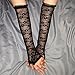 Sup-Coente Black Lace Fingerless Gloves Sheer Arm Sleeve Mesh Opera Elbow Length Bridal Arm Warmers Wedding Tea Party Y2k Fashion