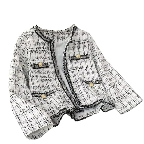 Veste courte tweed plaid pour femmes style coréen chic
